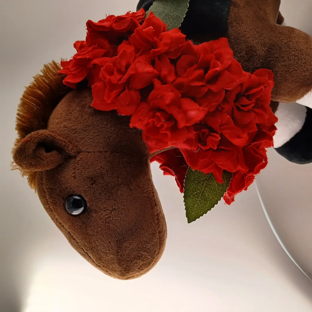 Brown Pony Horse Plushie with Red Accents